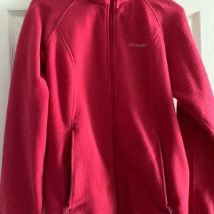 Women’s size Medium Columbia Fleece Jacket. Raspberry color. Good condition.